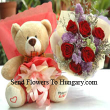 Beautiful Teddy with Lovely 7 Roses