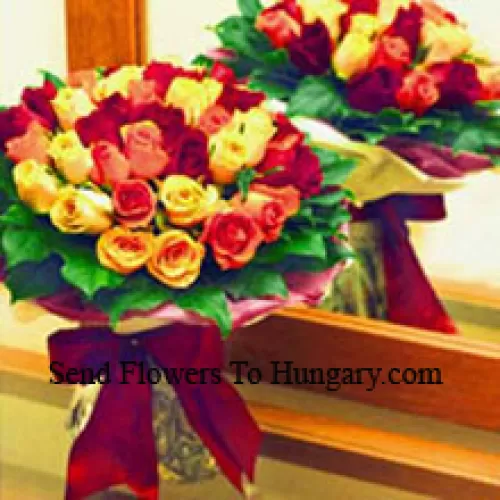 Bouquet de 25 roses de couleurs variées