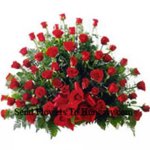 Canasta de 101 rosas de color rojo